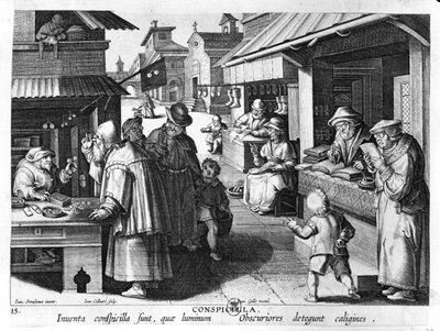 The Spectacles Seller, engraved by Jan Collaert and Joan Galle by Jan van der Straet